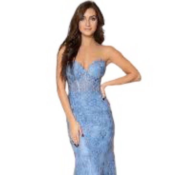 Sherri Hill Dresses & Skirts - Sherri Hill Periwinkle corset top, sweetheart neckline, fitted gown, Size 14